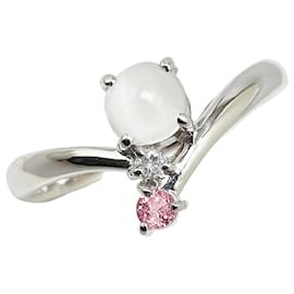 & Other Stories-Pt900 Platinum Moonstone Pink Tourmaline Diamond Ring in Excellent Condition-Silvery