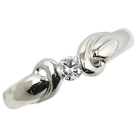 & Other Stories-Bague en diamant en platine Pt900 0,1 ct Taille 10,5 en excellent état-Argenté