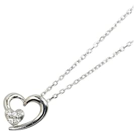 & Other Stories-LuxUness 10K Diamond Heart Necklace  Metal Necklace in Excellent condition-Silvery