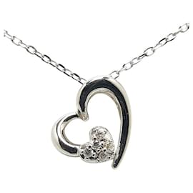 & Other Stories-LuxUness 10K Diamond Heart Necklace  Metal Necklace in Excellent condition-Silvery