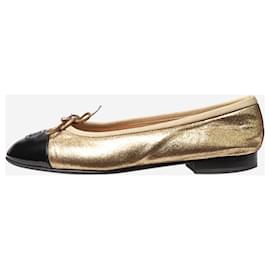 Chanel-Gold metallic ballet flats - size EU 36.5-Golden