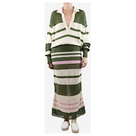Autre Marque-Multi striped crochet top and maxi skirt set - size M-Multiple colors