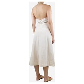 Autre Marque-Cream striped halter neck top and midi skirt set - size S-Cream