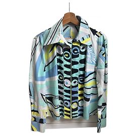 Camisa Emilio Pucci de algodão verde claro turquesa Verde claro Turquesa