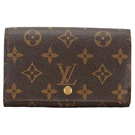 Louis Vuitton-Portefeuille en toile monogramme Louis Vuitton Portefeuille long en toile M61730 en bon état-Marron