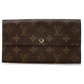 Louis Vuitton-Louis Vuitton Pochette Porte Monnaie Credit Canvas Long Wallet M61725 en bon état-Marron