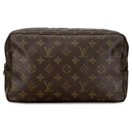 Louis Vuitton-Toilette Trousse Louis Vuitton 28 Pochette en toile M47522 en bon état-Marron