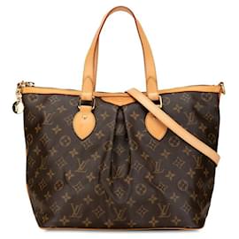 Louis Vuitton-Sac à main Louis Vuitton Monogram Palermo PM 2WAY en cuir PVC marron en très bon état M40145-Marron