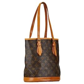 Louis Vuitton-Louis Vuitton Bucket PM Canvas Tote Bag M42238 in good condition-Brown