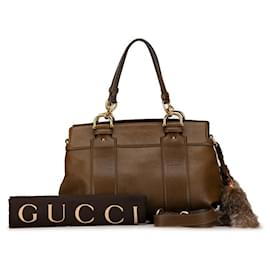 Gucci-Gucci Leather Handbag Leather Handbag 269925 in good condition-Brown
