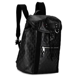 Gucci-Gucci Leather Guccissima Backpack 368561 Black in Very Good Condition-Black