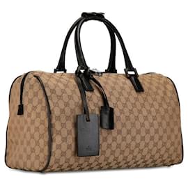 Gucci-Gucci GG Canvas Boston Bag Canvas Travel Bag 012 0383 in good condition-Brown