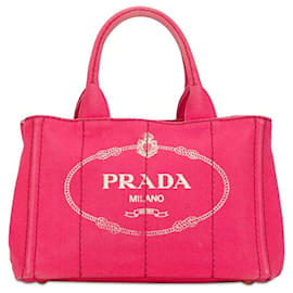 Prada-Prada Canapa Logo Handbag Canvas Handbag 1BG439 in good condition-Pink