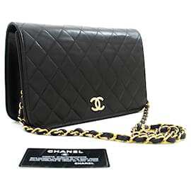 Chanel-BLACK VINTAGE 1996-1997 full-flap chain shoulder bag-Black