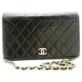 Chanel-BLACK VINTAGE 1996-1997 sac porté épaule à chaîne à rabat intégral-Noir