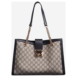 Gucci-Black padlock GG shoulder bag - size Medium-Black