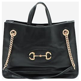 Gucci-Black Horsebit 1955 Leather Chain Shoulder Bag-Black