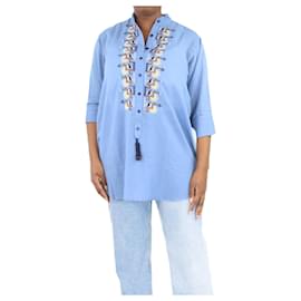 Autre Marque-Blue embroidered tunic - One size-Blue