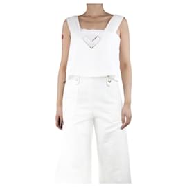 Autre Marque-White embroidered crop-top - size UK 8-White