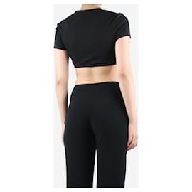 Autre Marque-Black crystal-drop cutout crop-top - size UK 10-Black