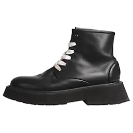 Autre Marque-Black leather ankle boots - size EU 37.5-Black