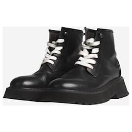 Autre Marque-Black leather ankle boots - size EU 37.5-Black