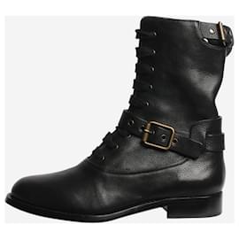 Chloé-Black buckle-detail combat boots - size EU 37-Black