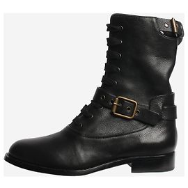 Chloé Schwarze Kampfstiefel mit Schnallendetail - Größe EU 37 Schwarz