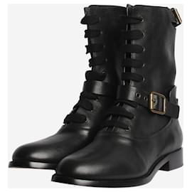 Chloé-Black buckle-detail combat boots - size EU 37-Black