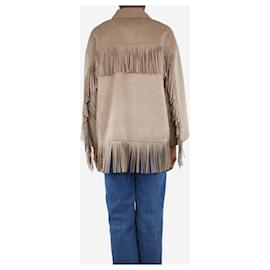 Maje-Light brown fringed wool jacket - size UK 6-Brown