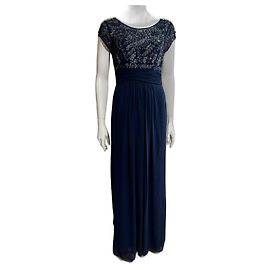 Jenny Packham Embellished evening dress with leaf pattern Purple Metallic Navy blue
