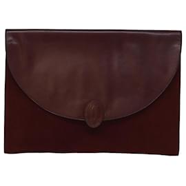 Cartier-CARTIER Clutch Bag Suede Leather Red Auth bs14407-Red
