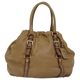 Prada-PRADA Hand Bag Leather Beige Auth bs14993-Beige