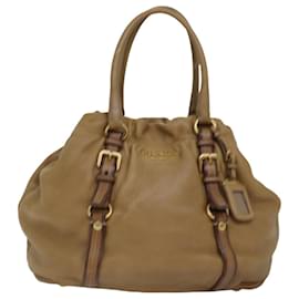 Prada-PRADA Hand Bag Leather Beige Auth bs14993-Beige