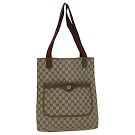Gucci-GUCCI GG Supreme Web Sherry Line Tote Bag PVC Beige Red 89 02 003 auth 77019-Red,Beige