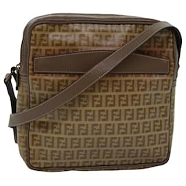 Fendi-FENDI Zucchino Canvas Shoulder Bag Vintage Beige Auth ep4463-Beige