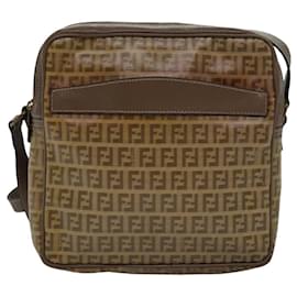 Fendi-FENDI Zucchino Canvas Shoulder Bag Vintage Beige Auth ep4463-Beige