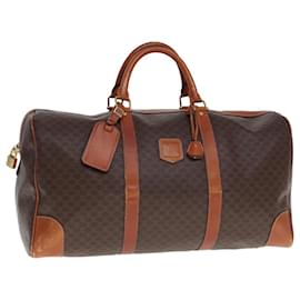 Céline-CELINE Macadam Canvas Boston Bag PVC Leather Brown Auth yk12899-Brown