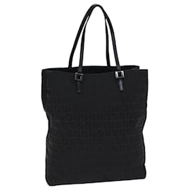 Fendi-FENDI Zucchino Canvas Sac à main Noir Auth 74849-Noir