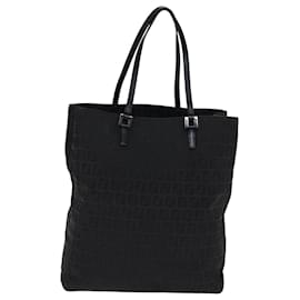 Fendi-FENDI Zucchino Canvas Sac à main Noir Auth 74849-Noir