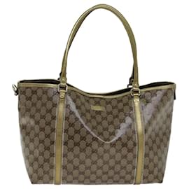 Gucci-GUCCI GG Crystal Tote Bag Beige 197953 Auth ep4566-Beige