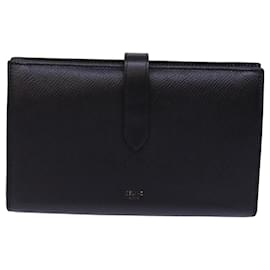 Céline-CELINE Large Strap Wallet Leather Black Auth bs15228-Black