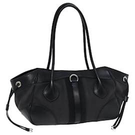 Prada-PRADA Shoulder Bag Canvas Leather Black Auth 74887-Black