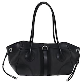 Prada-PRADA Shoulder Bag Canvas Leather Black Auth 74887-Black