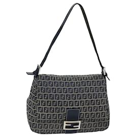 Fendi-FENDI Sac à bandoulière Mamma Baguette en toile Zucchino Marine Auth am6397-Bleu Marine