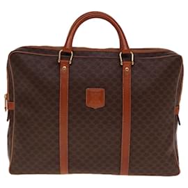 Céline-CELINE Macadam Canvas Hand Bag PVC Leather Brown Auth 74886-Brown
