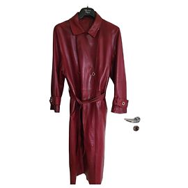 Hermès Leather trench coat Hermes Sport Dark red