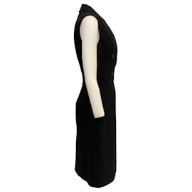 Michael Kors-Michael Kors Collection Black Wool Sleeveless Double Breasted Dress-Black
