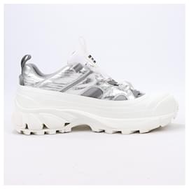 Burberry-Burberry Arthur Leather x Fabric Sneakers 43 Silver x White Mesh-White