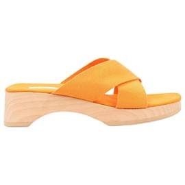 Hermès-HERMES Fool Toe Orange Canvas Sandals in Size 37 EU-Orange